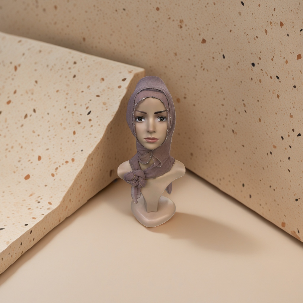 素色印花方头巾女士夏季透气轻便防晒围巾