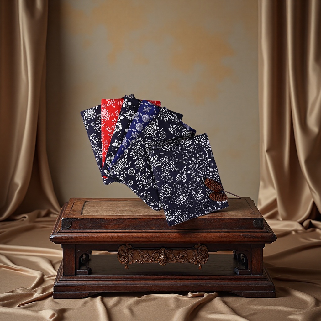 Retro blue and white porcelain style fabric, Chinese-style cotton fabric details Picture