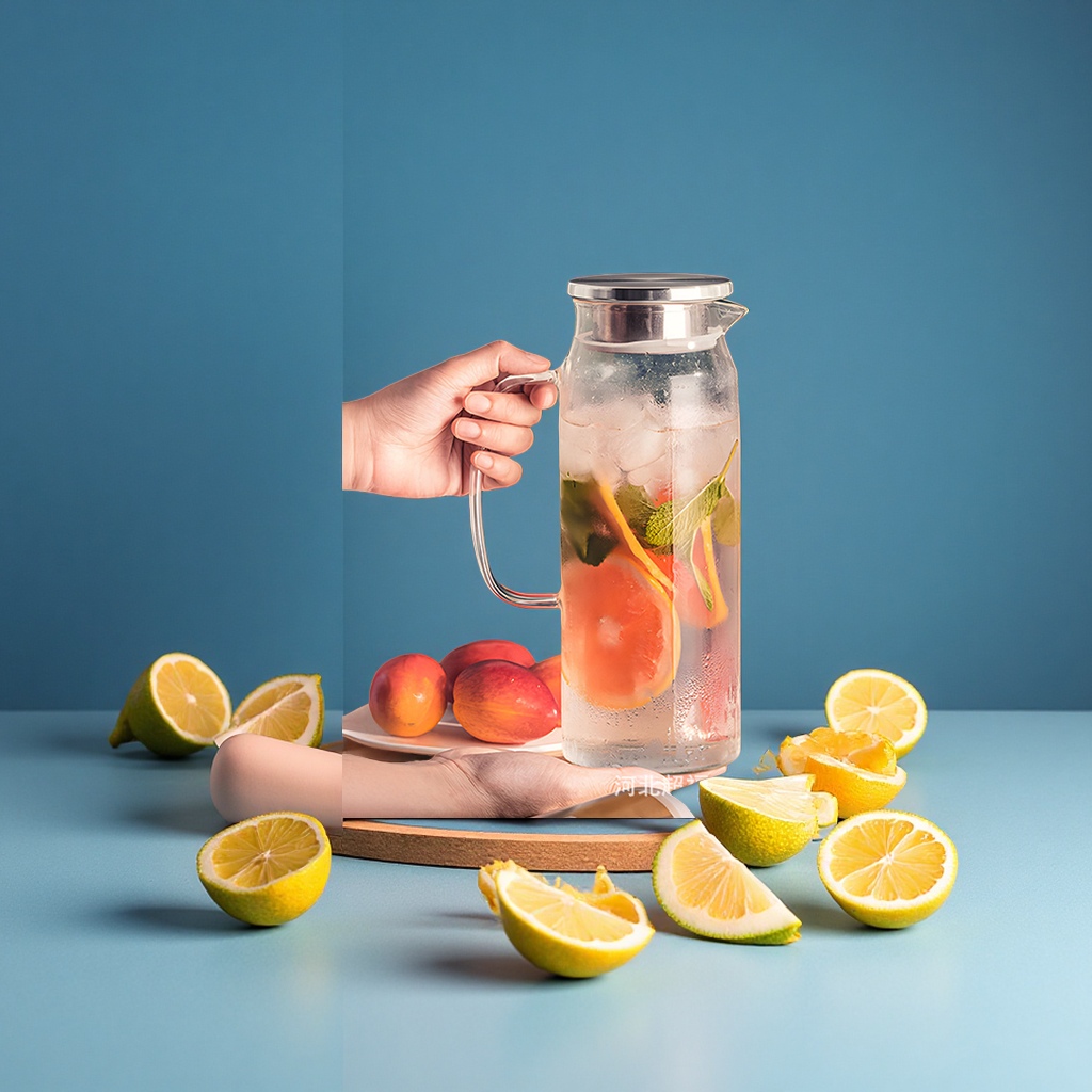 Glass large-capacity heat-resistant juice cup, cold water bottle, household water bottle for brewing lemonade, glass water bottle Specification image