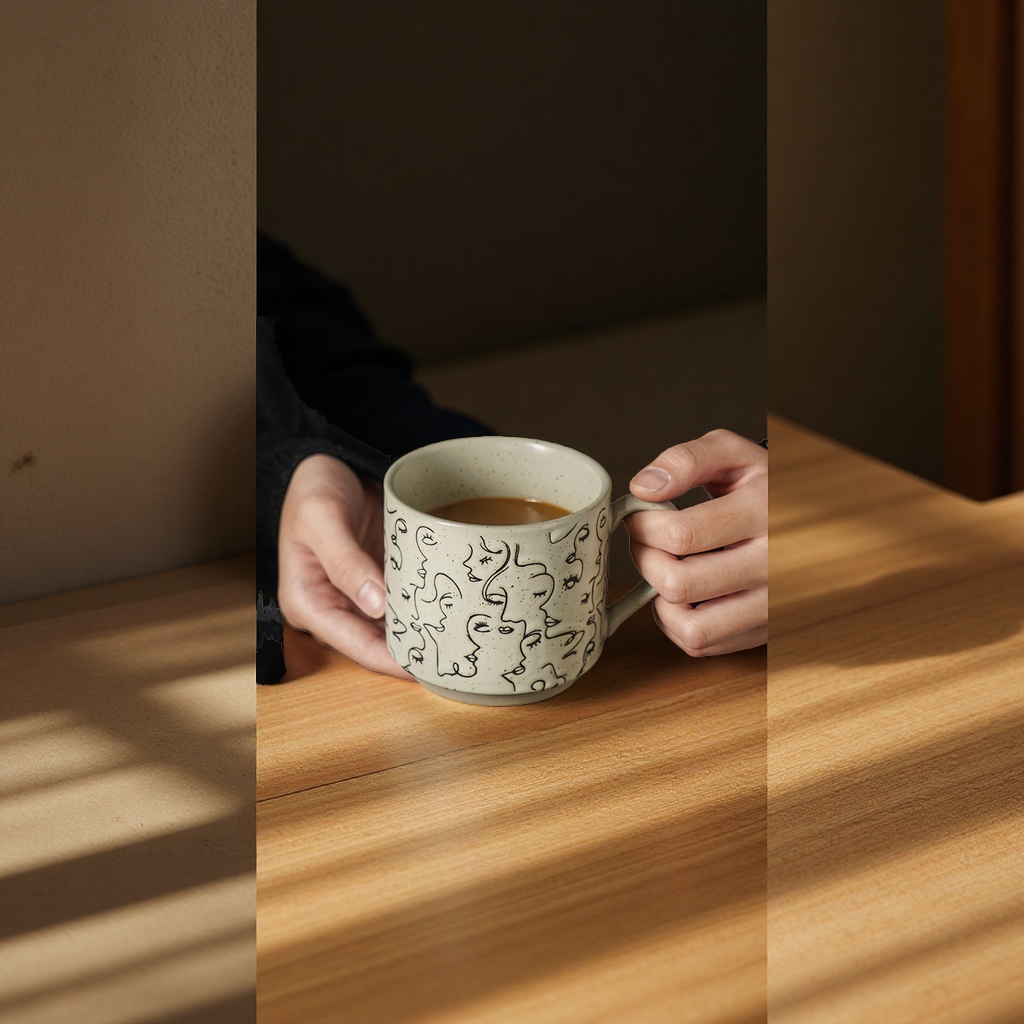 艺术感简约北欧陶瓷马克杯ins风创意个性复古家用水杯子咖啡杯详情图2