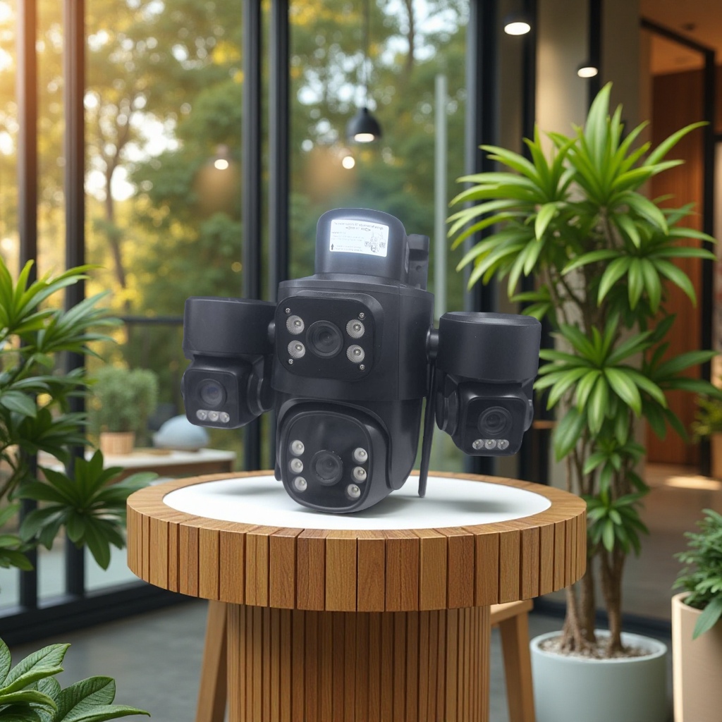 太阳能双板多画面监控摄像头高清夜视防水家用安防