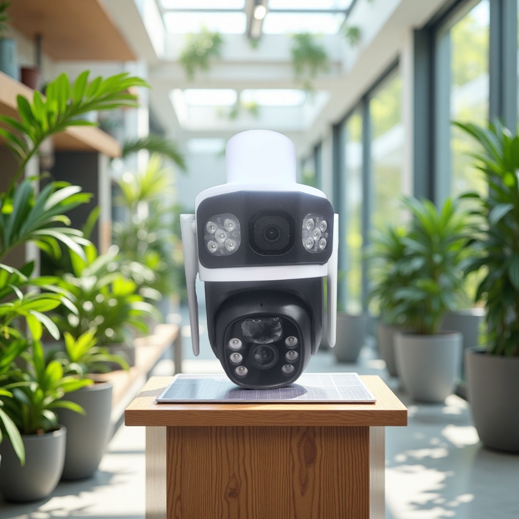 太阳能双画面智能摄像头高清夜视防水家用监控设备