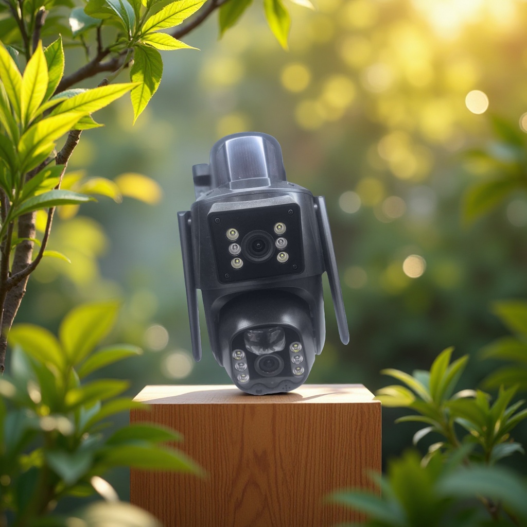 太阳能双画面监控摄像头高清夜视防水家用安防 surveillance camera