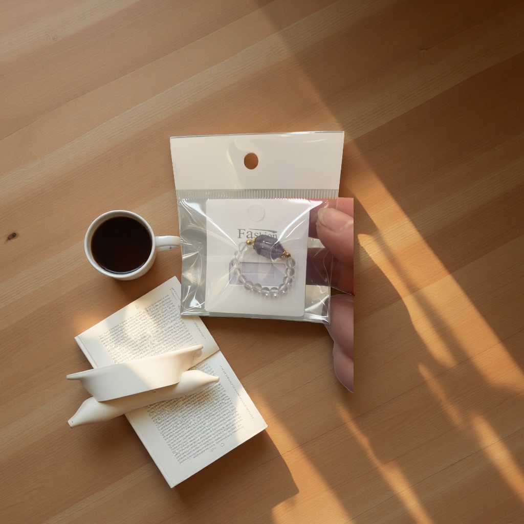 紫水晶白水晶戒指天然手链女款简约时尚饰品细节图