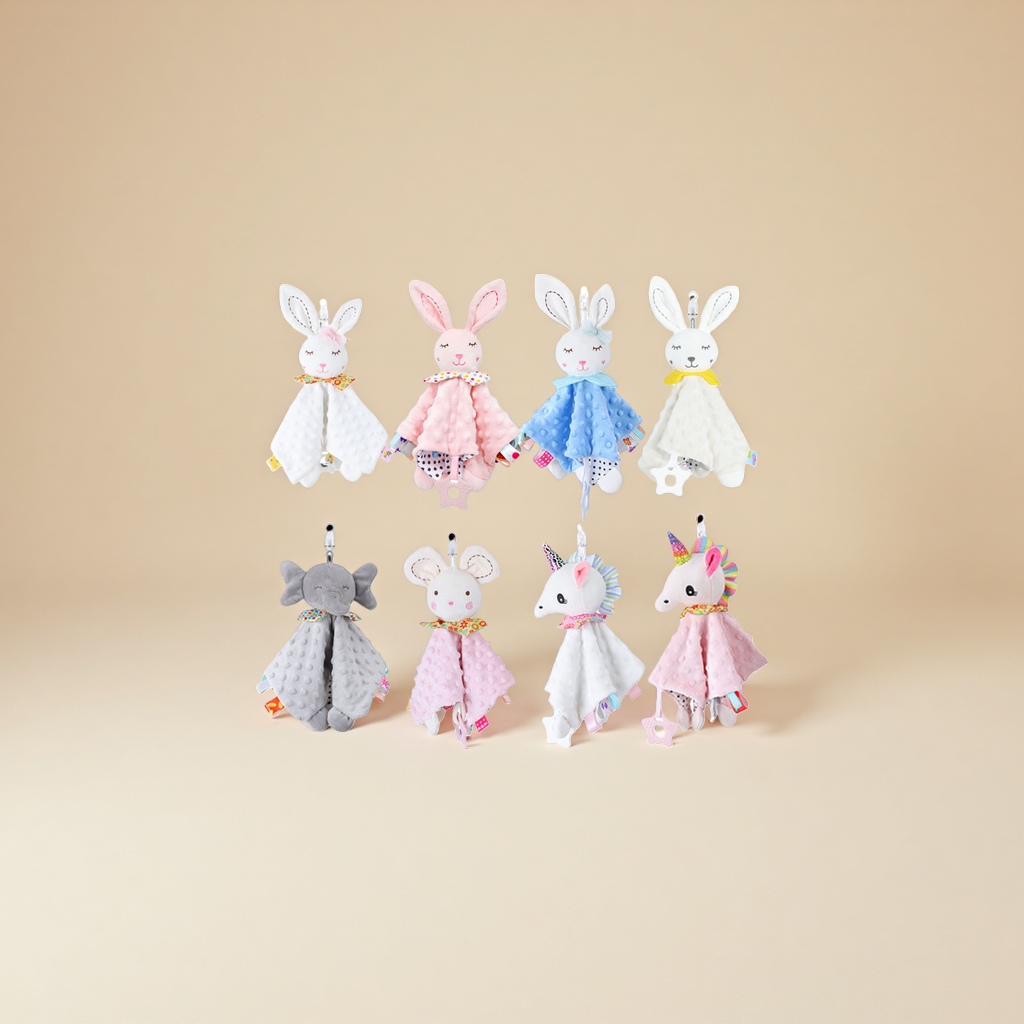 可爱卡通动物安抚巾 安抚枕 带公仔可啃咬安抚巾厂家现货批发 