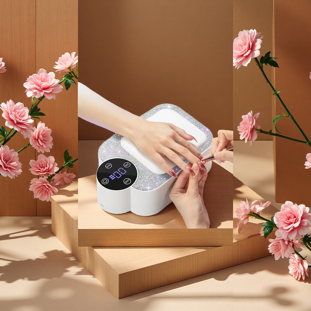 白色带钻美甲灯蓄电款充电式美甲仪