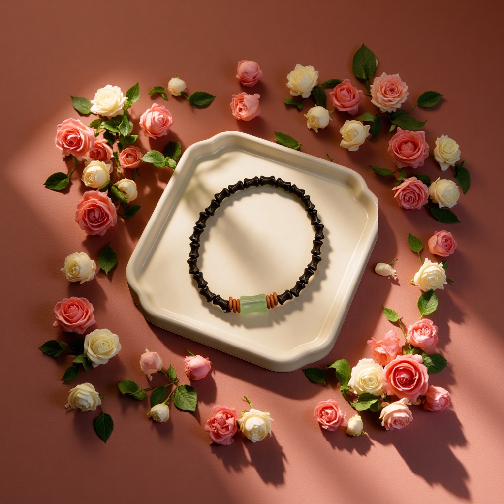 紫光檀竹节手链 木质天然纹理简约时尚饰品