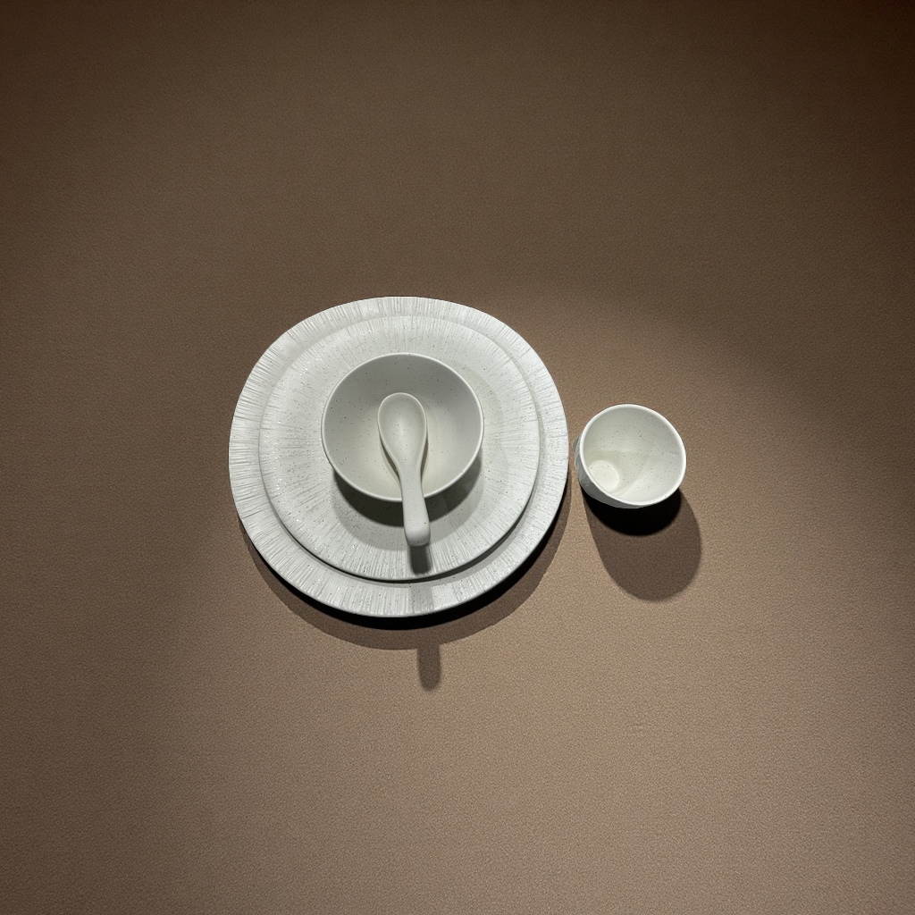 2026 new irregular-shaped plates, hotel tableware, high-end matte white gold Western restaurant plates and bowls