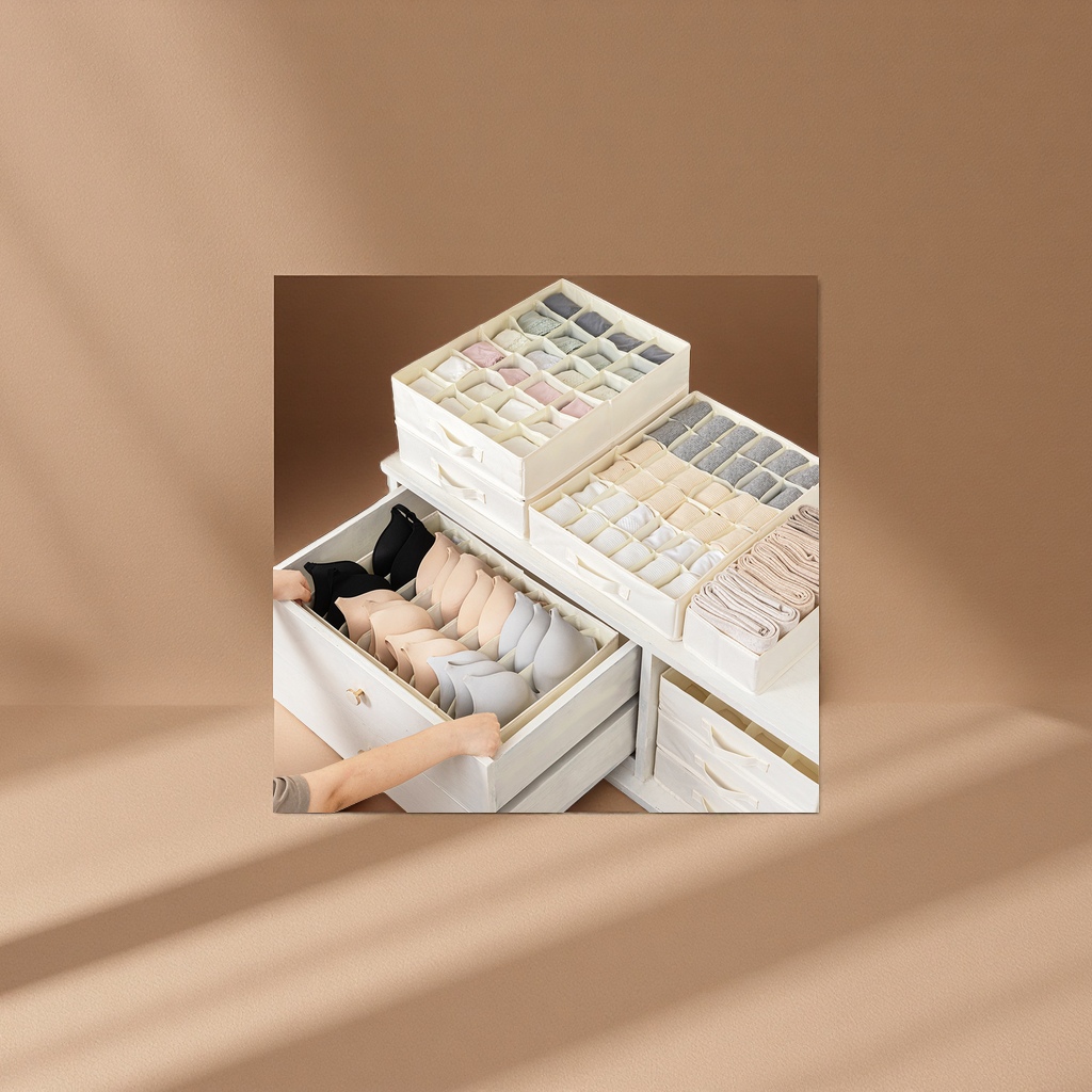 47cm polycotton caja de almacenamiento de ropa interior más larga caja de organizador de tela plegable sujetador bragas calcetines almacenamiento a prueba de polvo