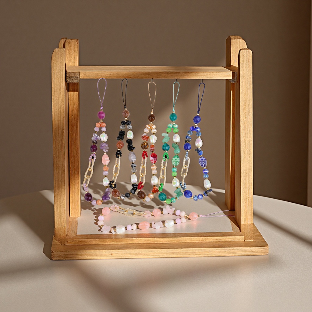 Natural stone, colored stone beads, Baroque mobile phone chain, short wrist strap, chain splicing hanging rope, jewelry hanging ornaments, other hanging ornaments finished products
