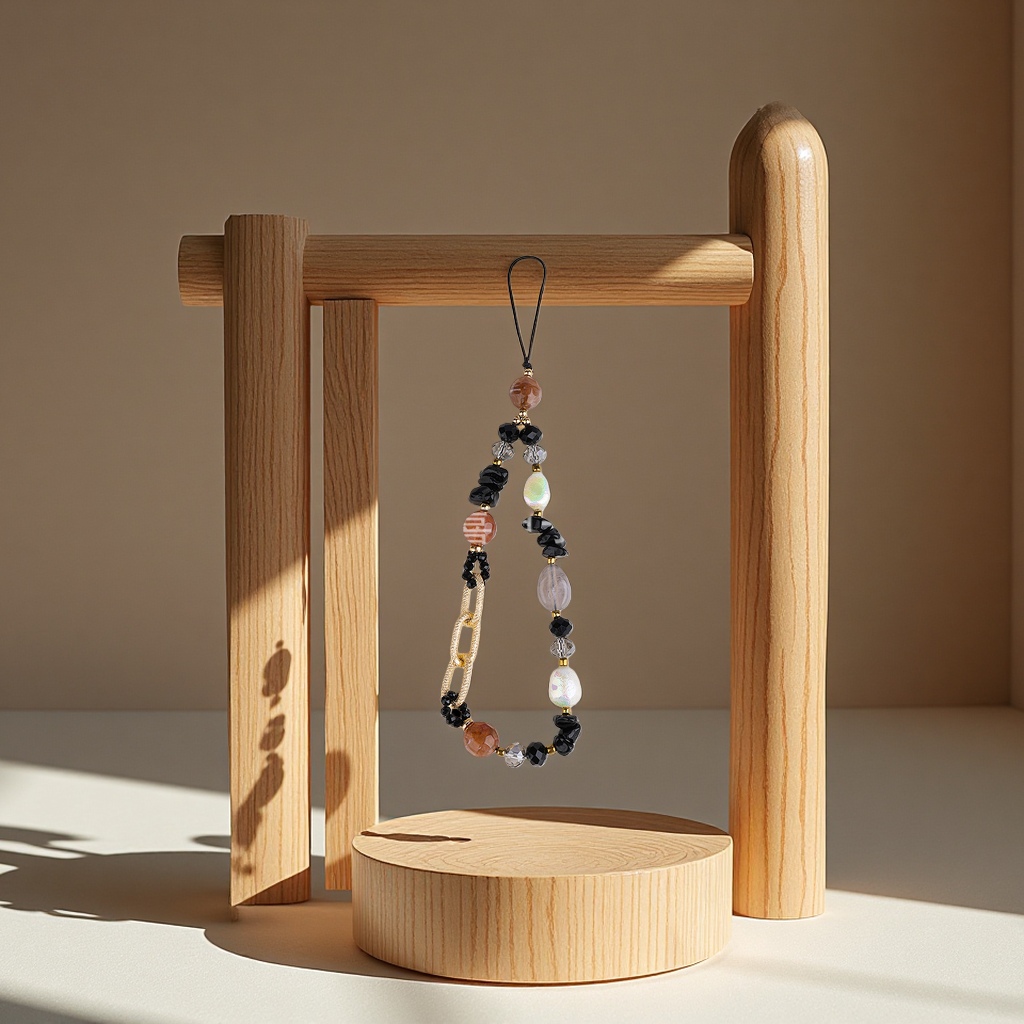Natural stone, colored stone beads, Baroque mobile phone chain, short wrist strap, chain splicing hanging rope, jewelry hanging ornaments, other hanging ornaments finished products details Picture