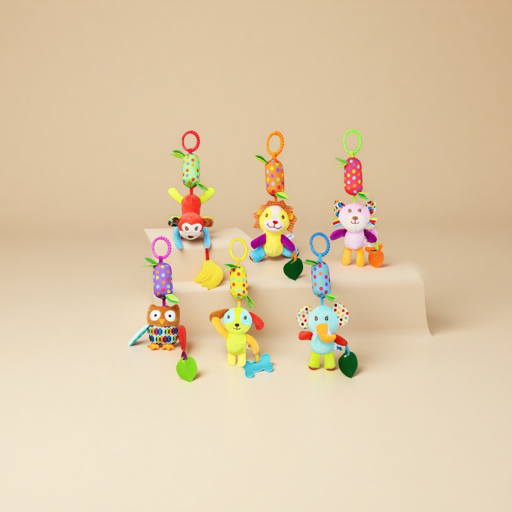 跨境宝宝手腕摇铃茉莉拨浪鼓床铃婴儿悬挂式手拿玩具床铃