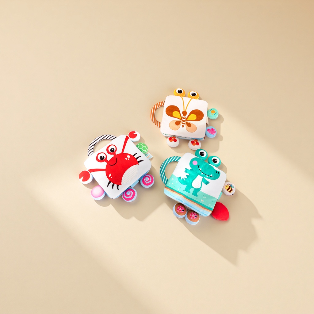 Happy monkey新生婴儿铃铛布书撕不烂可啃咬立体认知宝宝益智玩具