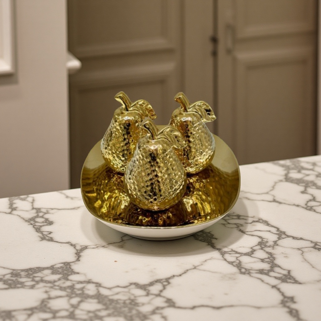 Modern minimalist French light luxury ceramic pear-shaped fruit plate decoration, home decoration handicrafts and gifts Item Picture