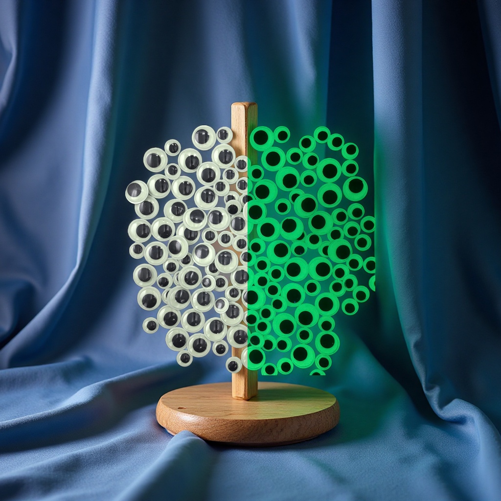 环保夜光带背胶活动眼睛不背胶活动眼睛发光多规格玩偶眼睛配件美容护肤彩妆美妆工具双眼皮贴胶水