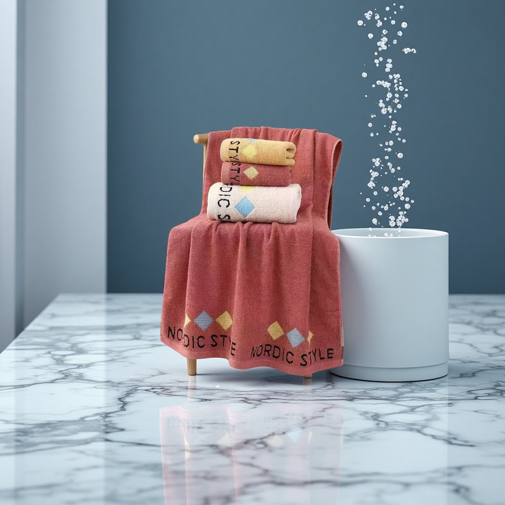 Thick bath towel, large-sized pure cotton towel, absorbent and soft, household bathroom towel