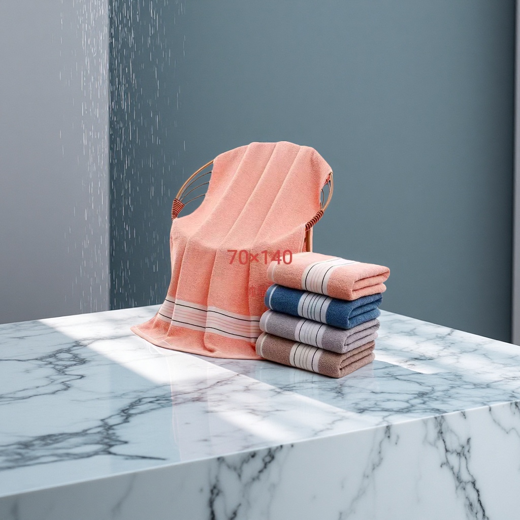 Thick bath towel, large-sized pure cotton towel, absorbent and soft, household bathroom towel details Picture