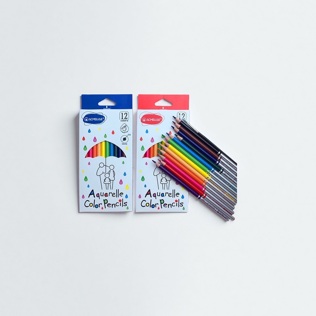 ACMELIAE 7英寸12色高品质水溶彩色铅笔带刷子9401-12