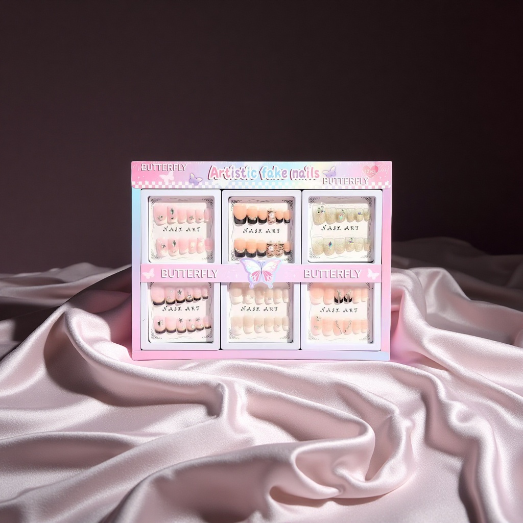 T.Nails法式美甲穿戴甲简约短款儿童卡片穿12片装