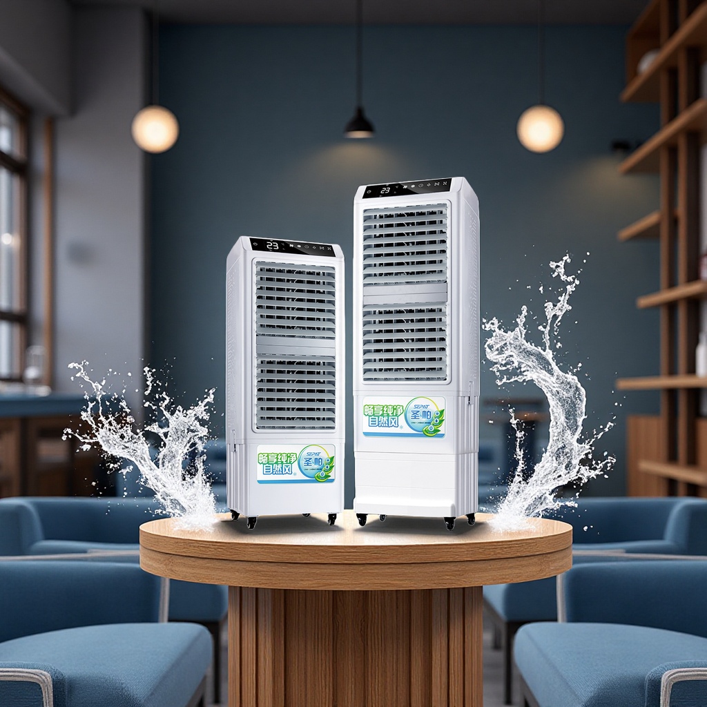Shengpa air cooler, household and commercial refrigeration, remote control mobile water-cooled air cooler, living room single cooling fan Item Picture