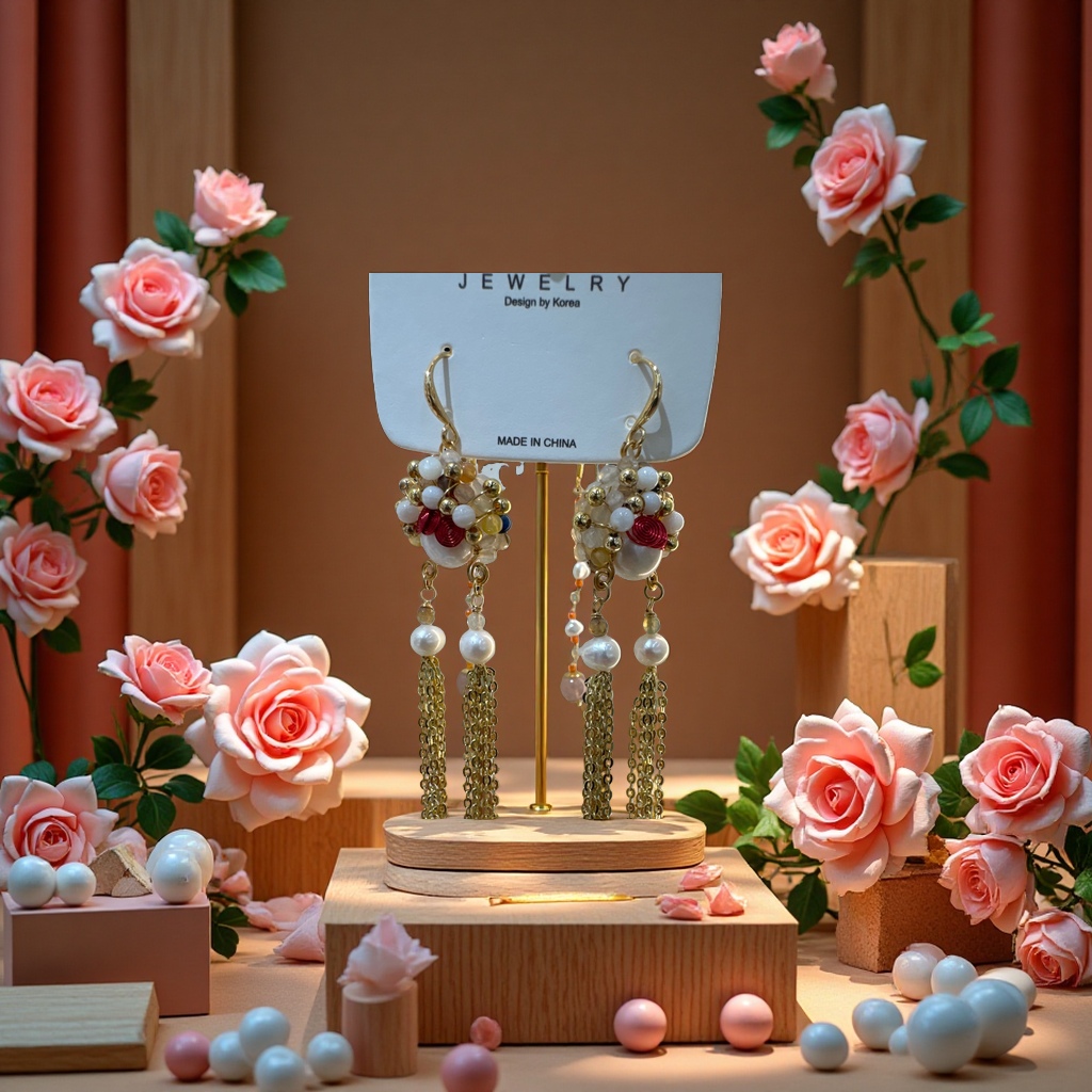 淡水珍珠铜合金耳钉18k真金电镀清新时尚耳饰113642917