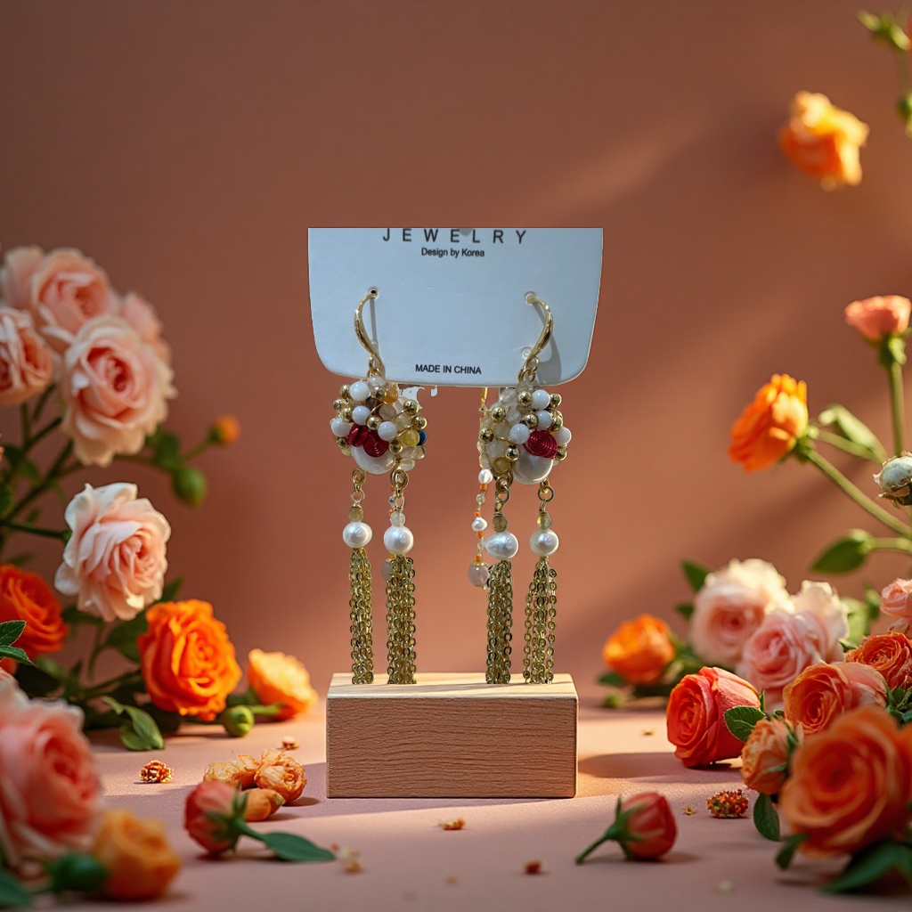 天然珍珠耳饰实物图