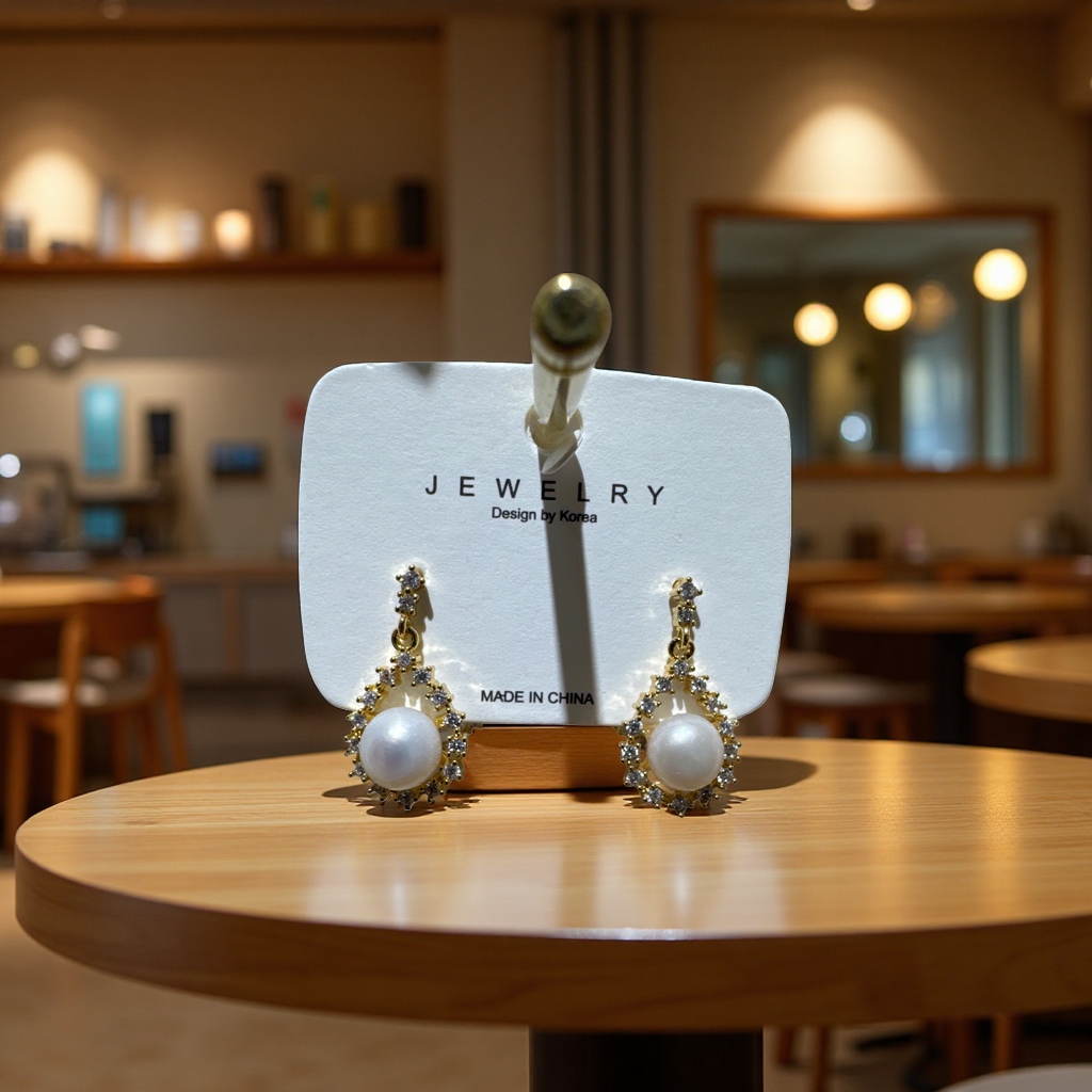 Freshwater pearl copper alloy ear studs 18k real gold electroplated fresh and fashionable earrings 113813443 Specification image
