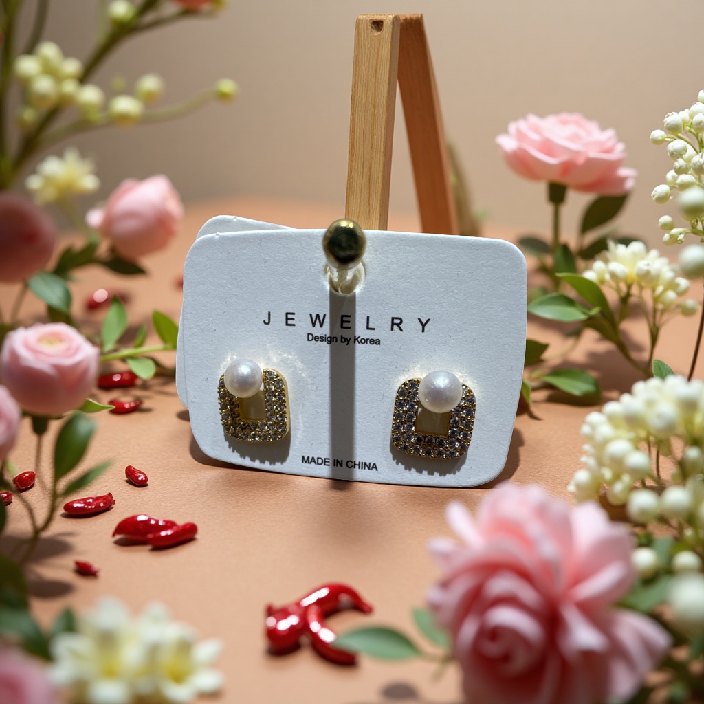 天然珍珠耳饰实物图