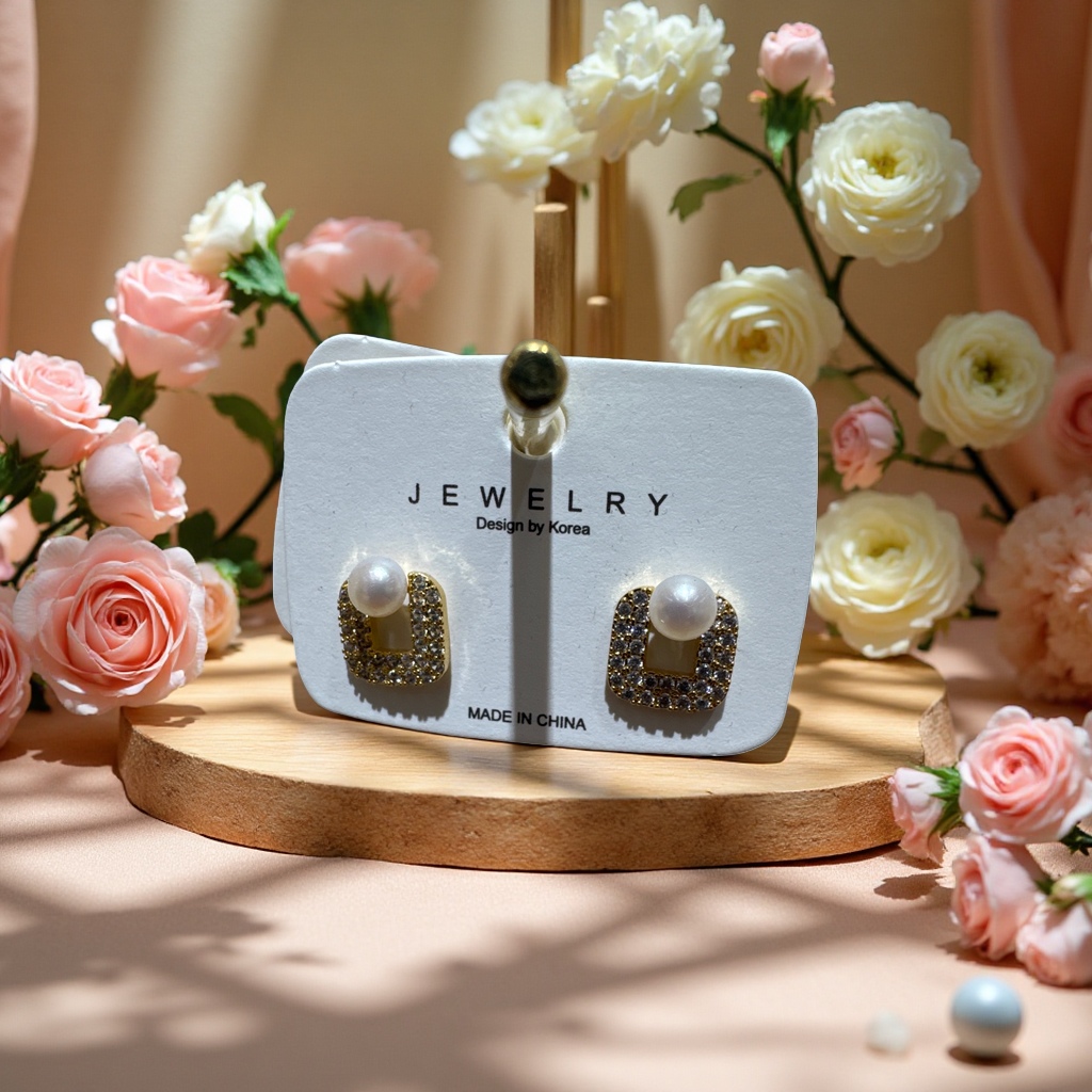 淡水珍珠铜合金耳钉18k真金电镀清新时尚耳饰114157597