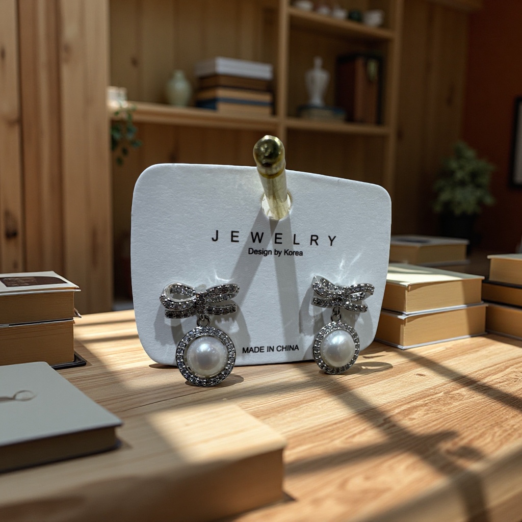 18k真金电镀淡水珍珠铜合金耳钉简约时尚轻奢风