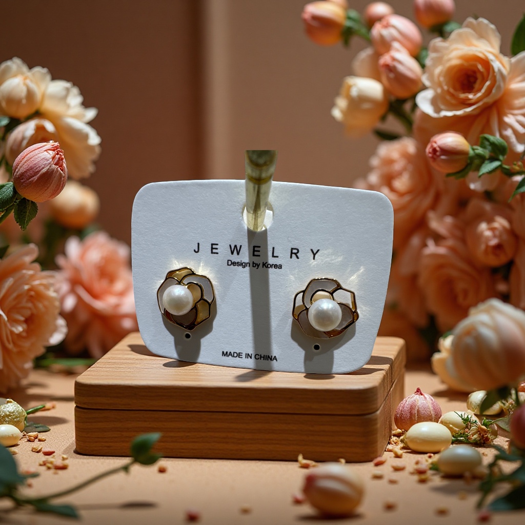 18k real gold electroplated freshwater pearl copper alloy ear studs with a light luxury, fashionable and simple design Specification image