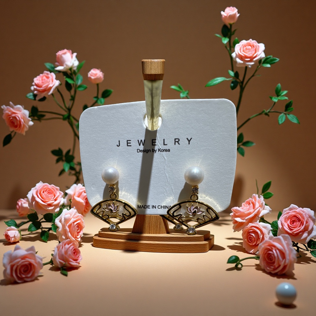 淡水珍珠铜合金耳钉18k真金电镀清新简约时尚饰品114759476