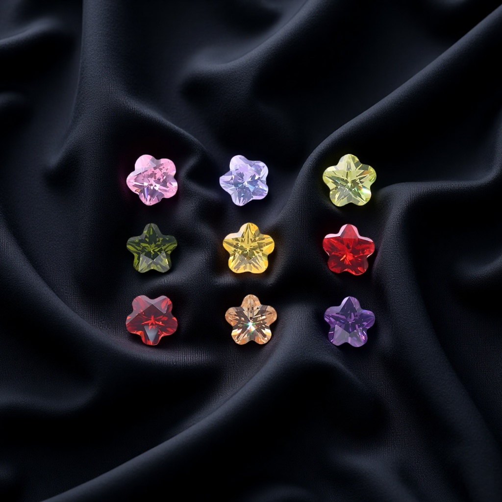 永佳梅花锆石白色彩色皓石五梅型花朵宝石裸石CZ钻彩钻工艺品