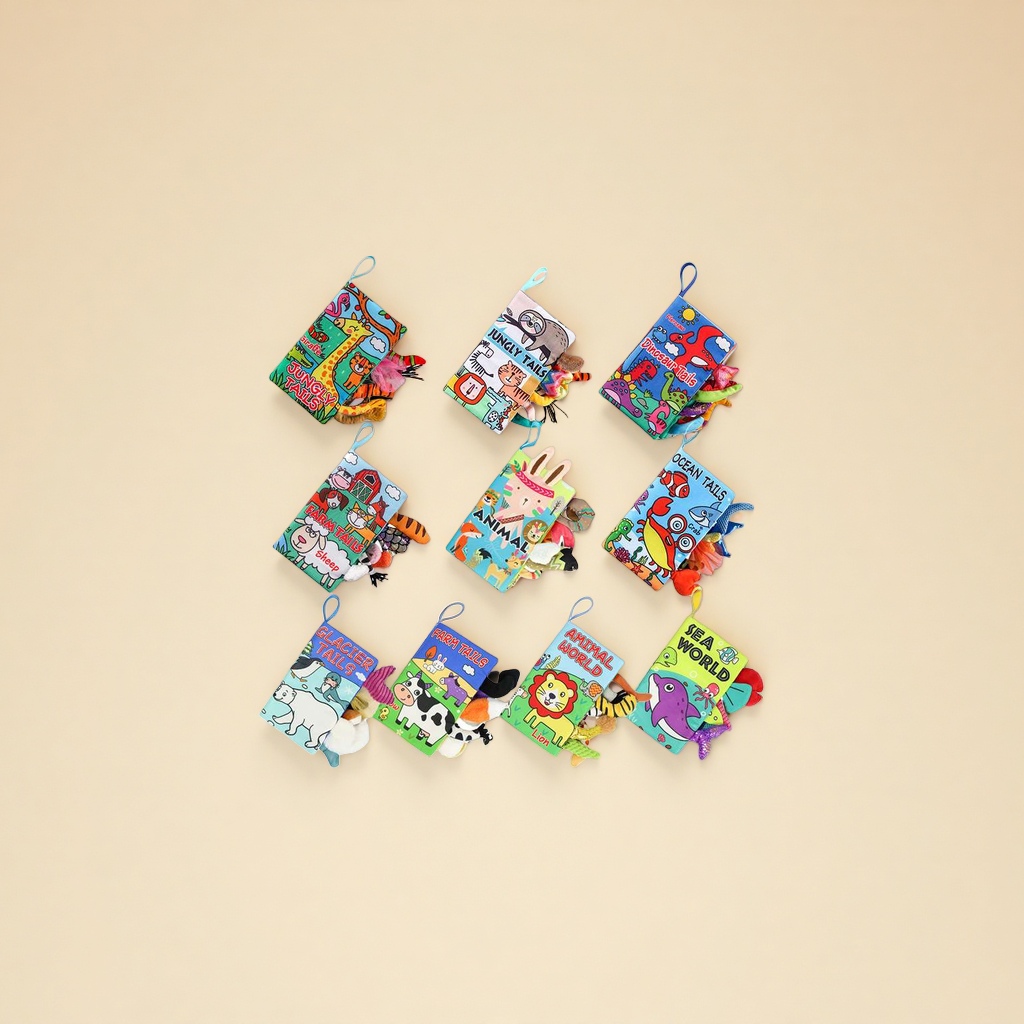 AIPINQI新款卡通动物尾巴布书 撕不烂宝宝布书 带响纸儿童玩具 早教