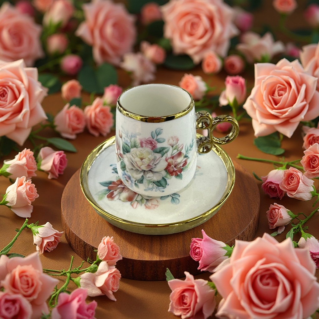 3-piece coffee cup and saucer set, simple style ceramic tea set for daily use at home and in the office Specification image