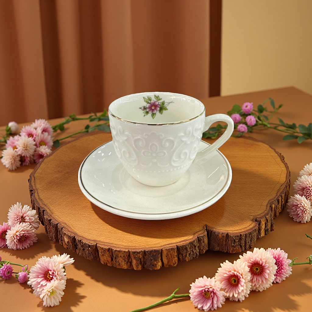 Coffee cup and plate set, ceramic muggle plate, simple and elegant style for daily home use details Picture