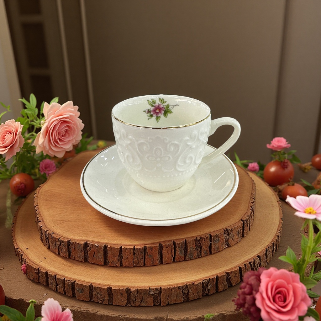 Coffee cup and plate set, ceramic muggle plate, simple and elegant style for daily home use Application Scenario