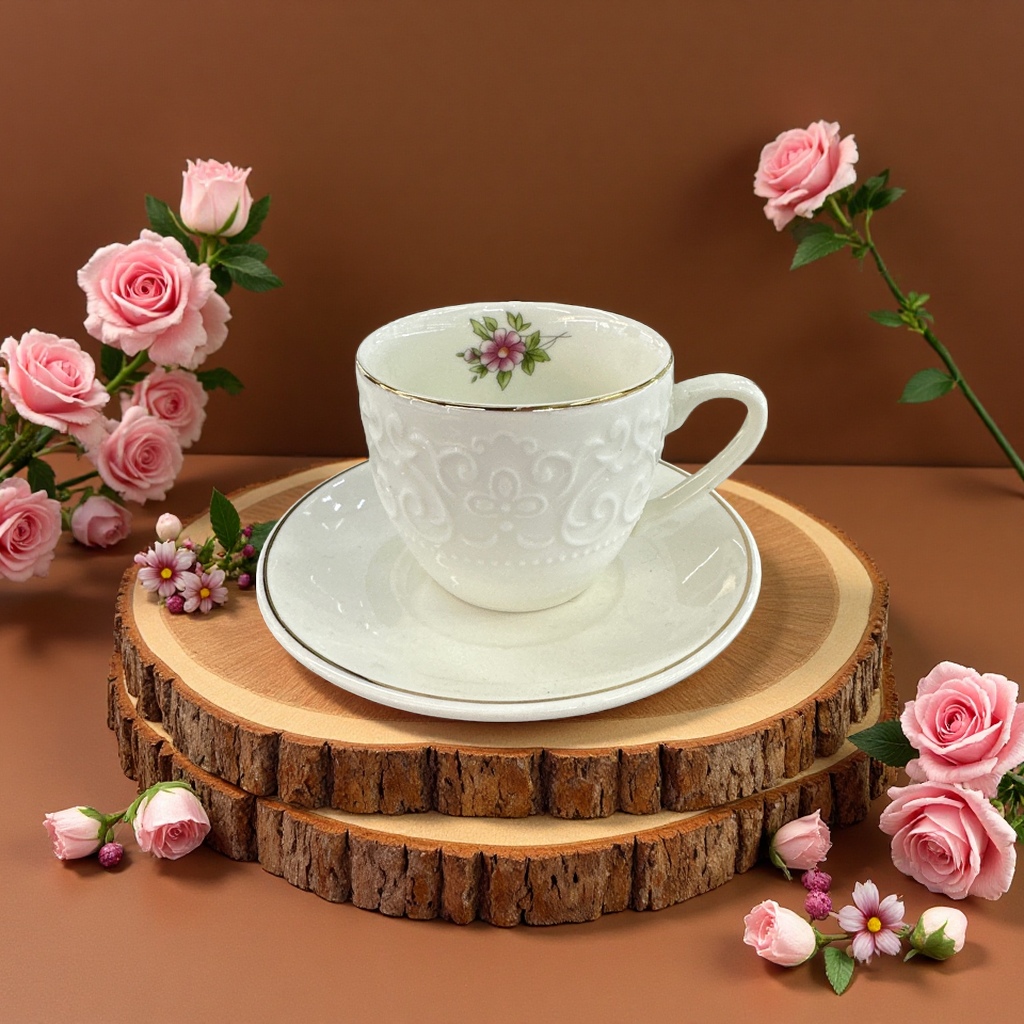 Coffee cup and plate set, ceramic muggle plate, simple and elegant style for daily home use