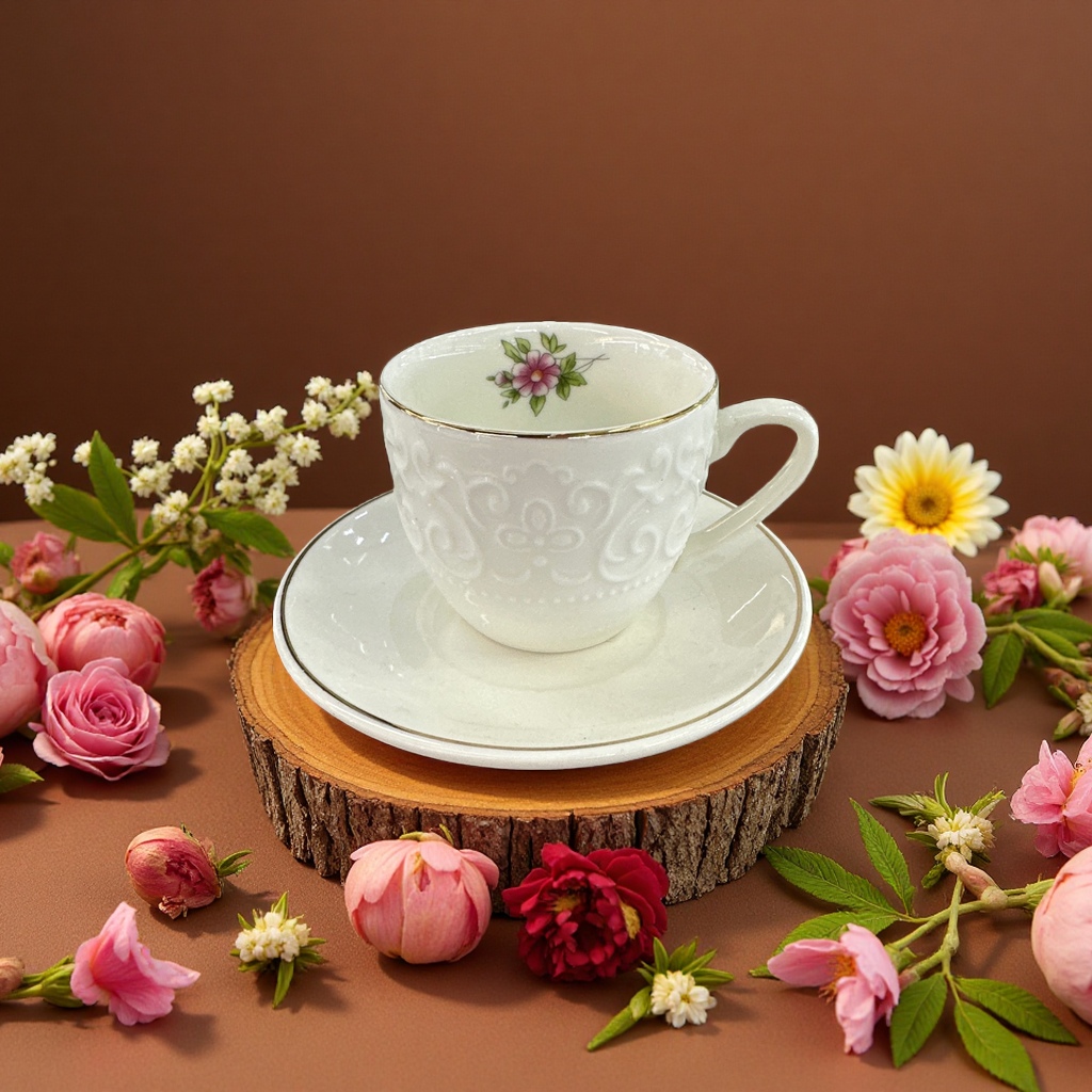 Coffee cup and plate set, ceramic muggle plate, simple and elegant style for daily home use Specification image