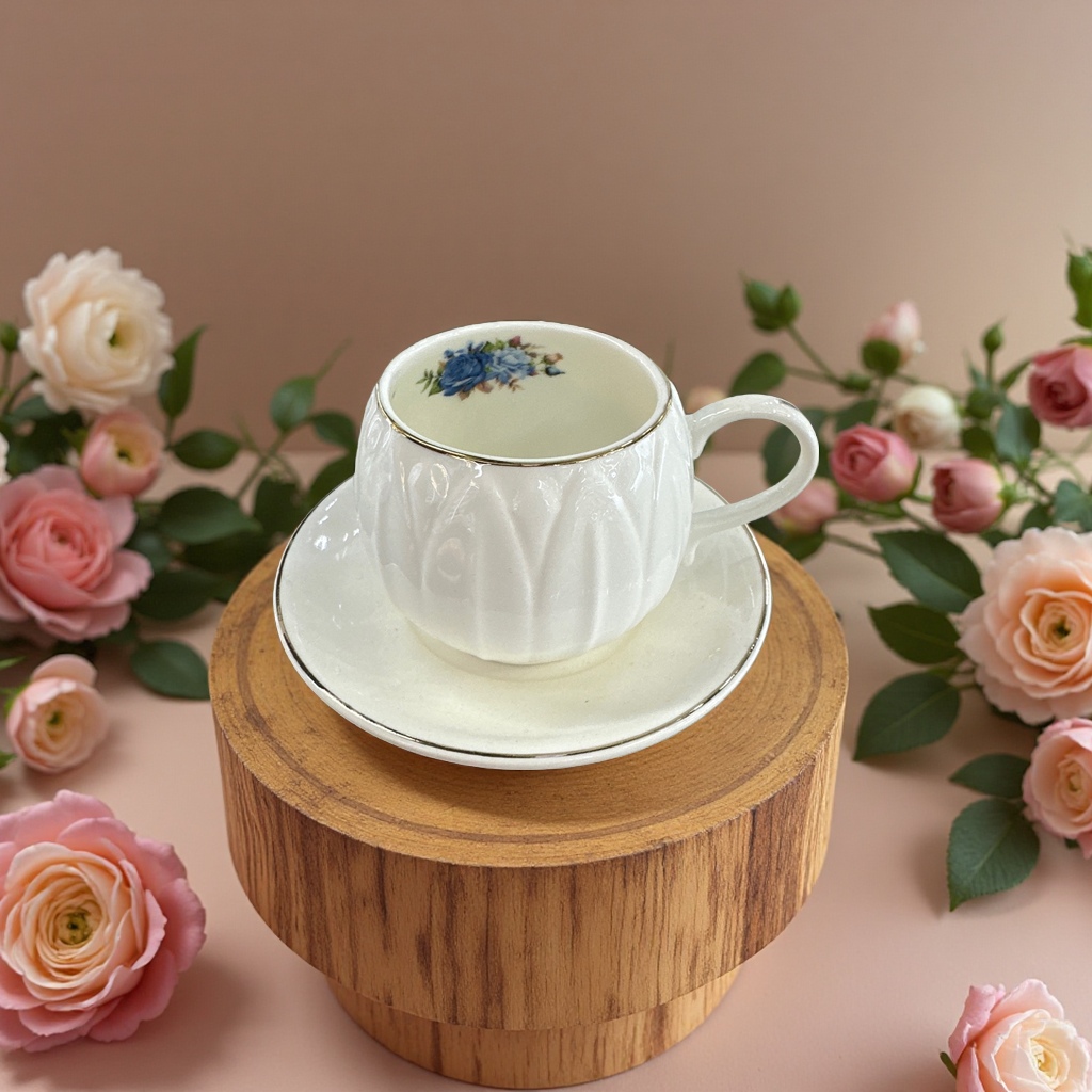 Coffee cup and saucer set, home ceramic mug tray, simple style tea set Specification image
