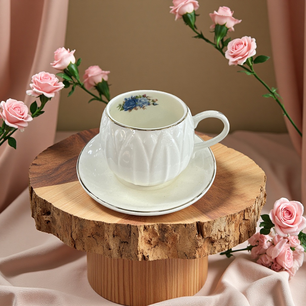 Coffee cup and saucer set, home ceramic mug tray, simple style tea set