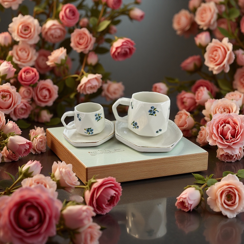 Coffee cup and saucer set, home ceramic mug tray, simple Nordic-style coaster combination details Picture