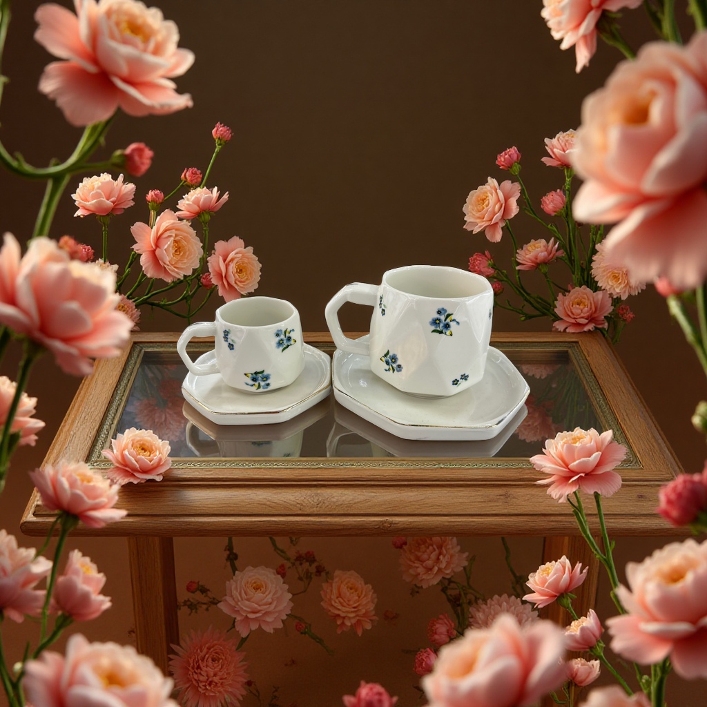 Coffee cup and saucer set, home ceramic mug tray, simple Nordic-style coaster combination Specification image
