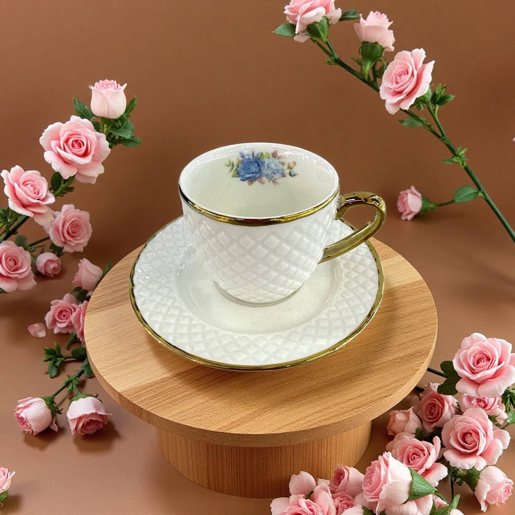 Coffee cup and dish set, ceramic bone China household breakfast tableware combination gift box