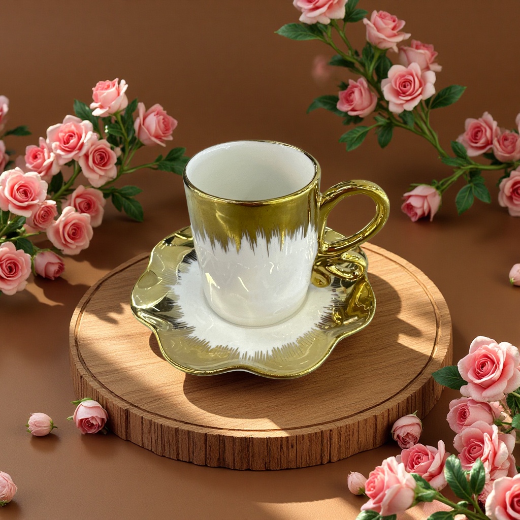 Coffee cup and saucer set, home ceramic mug tray, simple style tea set 140838972