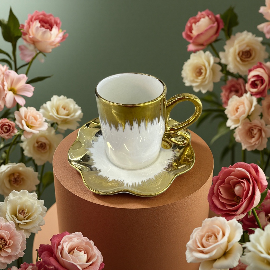 Coffee cup and saucer set, home ceramic mug tray, simple style tea set 140838972 Application Scenario