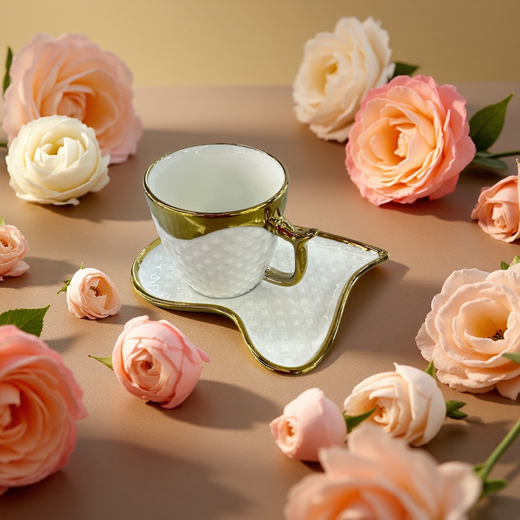 Ceramic coffee cup, simple Nordic-style mug, home and office cup, high-temperature resistant tea cup and cup sleeve combination set details Picture