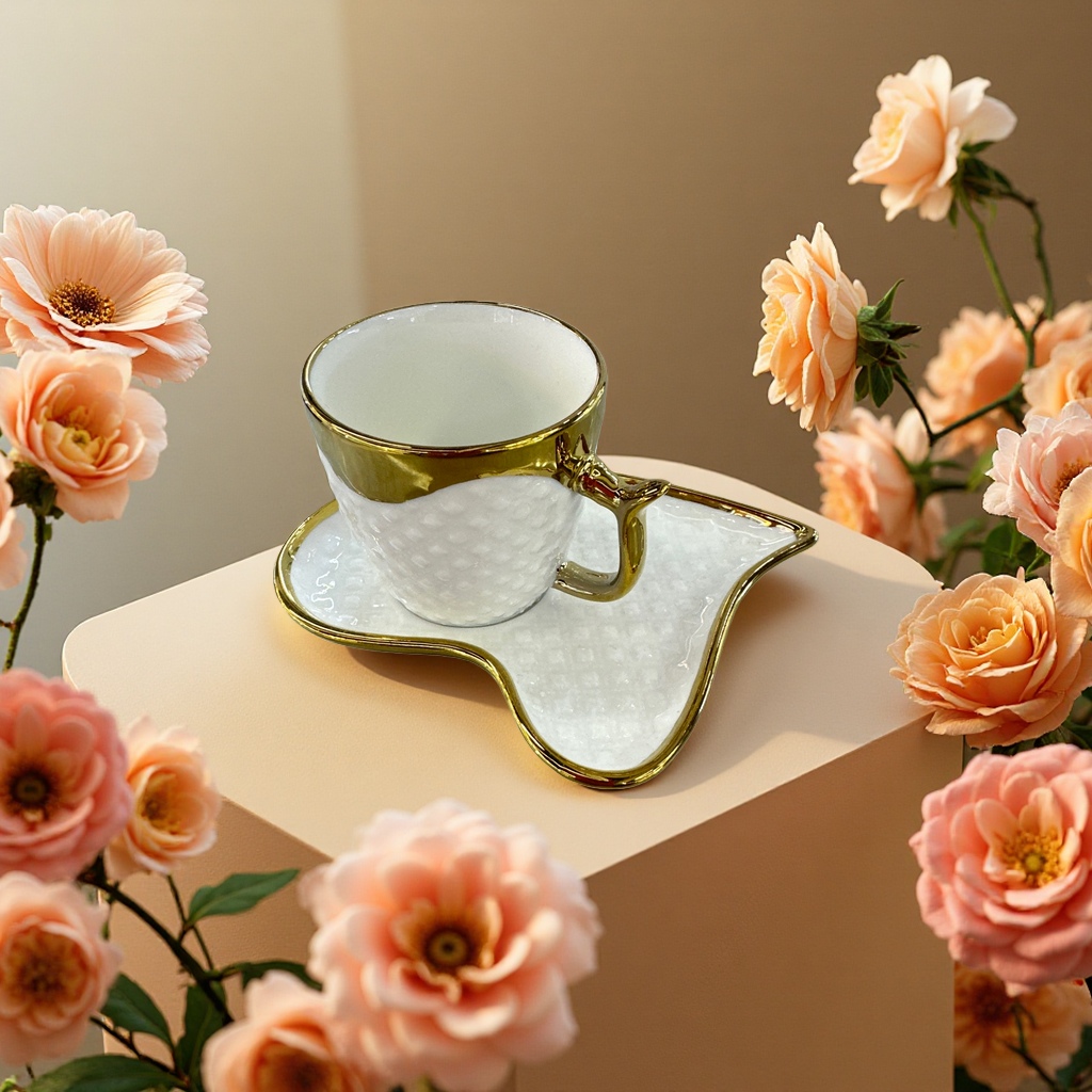 Ceramic coffee cup, simple Nordic-style mug, home and office cup, high-temperature resistant tea cup and cup sleeve combination set Specification image