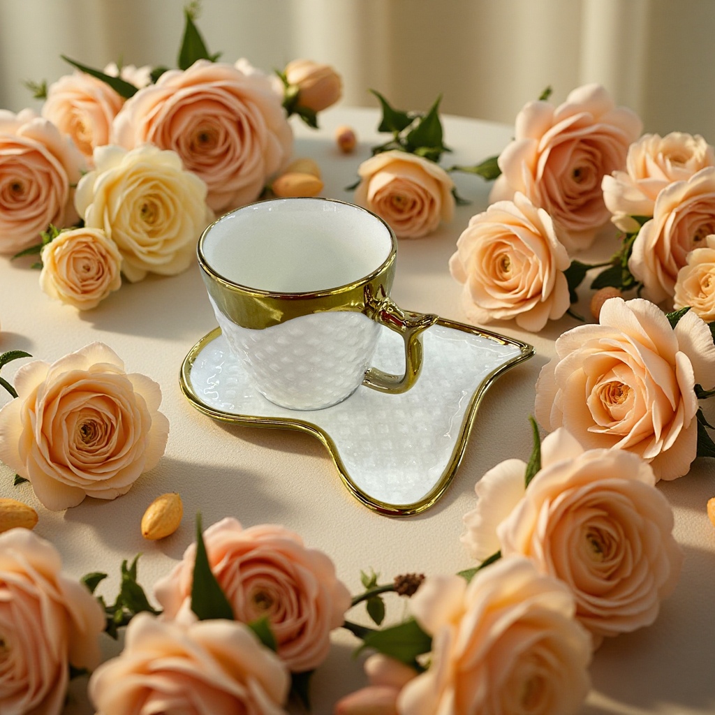 Ceramic coffee cup, simple Nordic-style mug, home and office cup, high-temperature resistant tea cup and cup sleeve combination set Application Scenario
