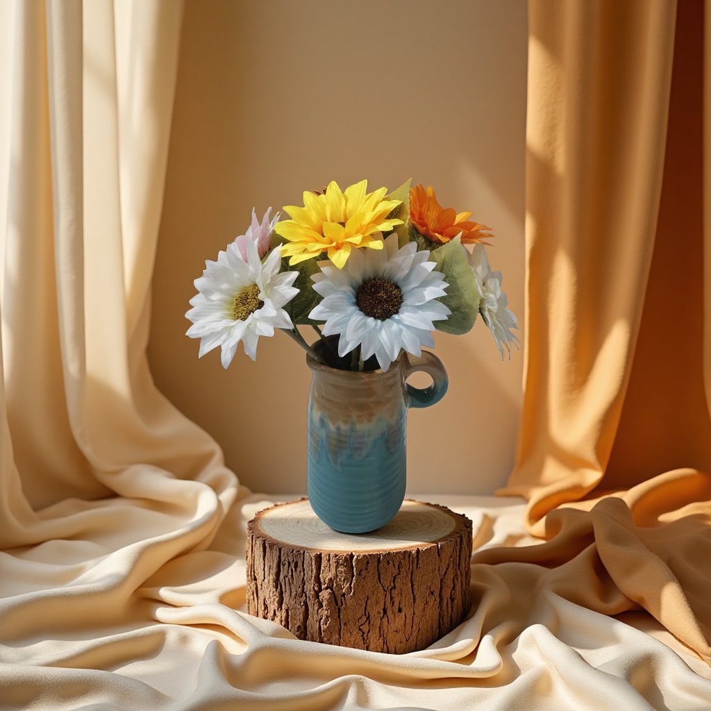 仿真小单支彩色向日葵  家居酒店工程花拍摄道具